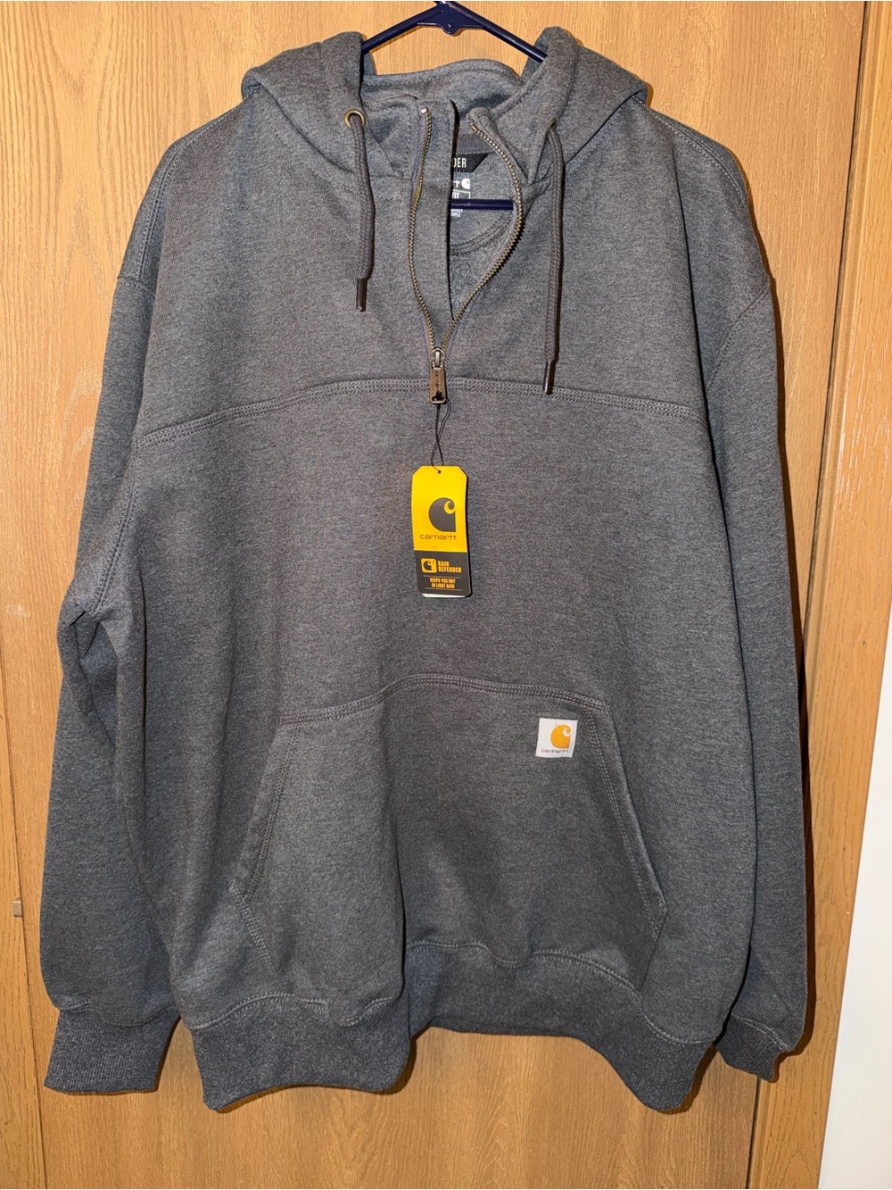 Carhartt Charcoal Half-Zip Hooded Work Sweatshirt